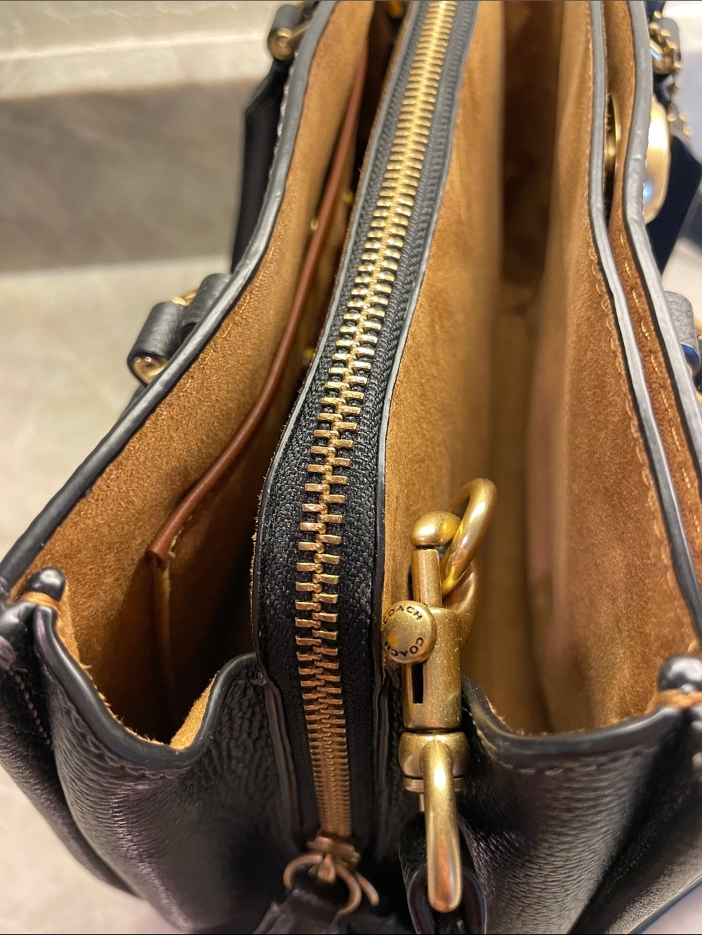 Coach Black Pebbled Leather Satchel with Gold Hardware - Picture 7 of 11